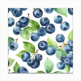 Blueberries Watercolor Seamless Pattern Canvas Print