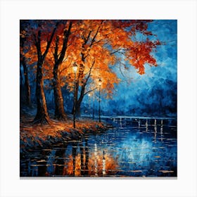 Autumn Evening By The River Canvas Print