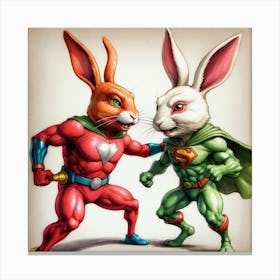 Super Rabbit And Superman Canvas Print