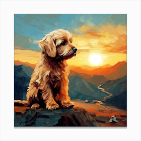 Puppy At Sunset Canvas Print