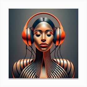 Abstract Woman In Headphones Canvas Print