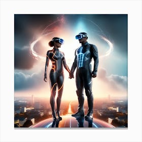 Couple In A Futuristic Setting Canvas Print