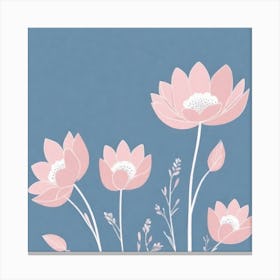 A White And Pink Flower In Minimalist Style Square Composition 497 Canvas Print