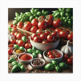 Tomatoes And Spices Canvas Print