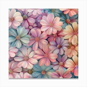 Pink And Blue Flowers Canvas Print