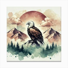 Watercolor Mountains Eagle 4 Leinwandbild