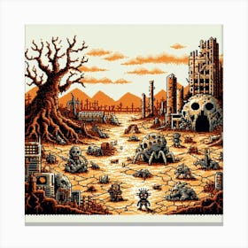 8-bit post-apocalyptic wasteland Canvas Print