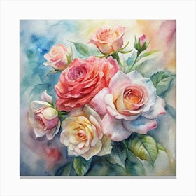 Watercolor Roses Canvas Print