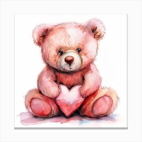 Teddy Bear With Heart Canvas Print