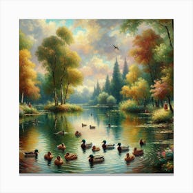 Ducks In The Pond 2 Canvas Print