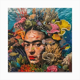 Frida Kahlo and the Coral Reef. Animal Conservation Series 1 Canvas Print