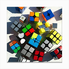 A Vibrant And Colorful Arrangement Of Various Rubik's 1 Canvas Print