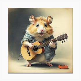 Hamster Playing Guitar 3 Canvas Print