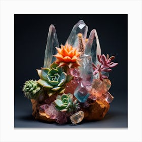 Succulents And Crystals 5 Canvas Print