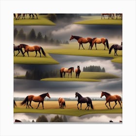 Horses In A Field 22 Canvas Print