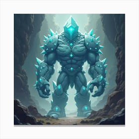 Giant Crystal Golem Guarding An Ancient Temple 1 Canvas Print