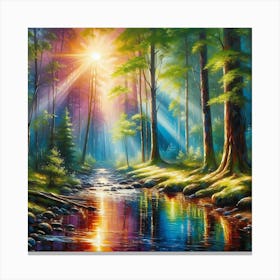 Rainbow In The Forest 1 Canvas Print