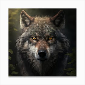 Wolf In The Woods 3 Canvas Print