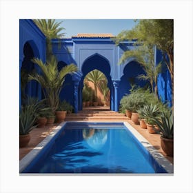 Blue Pool In Morocco Modern Blue Illustration Canvas Print