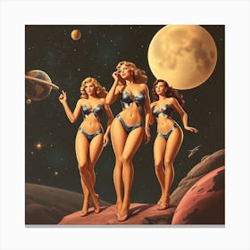 Pinup Girls In Space 1 Canvas Print