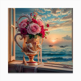 Roses By The Window Canvas Print