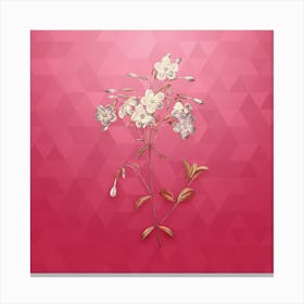 Vintage Phlox Botanical in Gold on Viva Magenta n.0961 Canvas Print