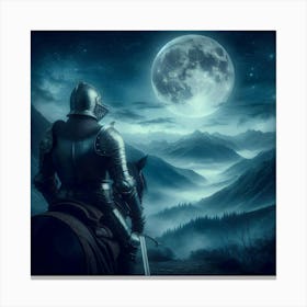 Knight On Horseback At Night Canvas Print