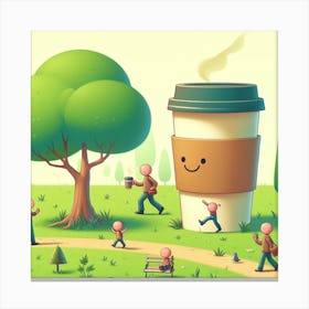 Coffee Cup In The Park Canvas Print