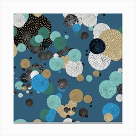 Oriental Circle Texture Dark Blue Square Canvas Print