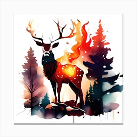 Deer In The Forest Canvas Print