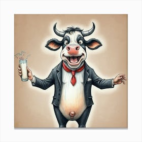 Cow In Business Suit 5 Canvas Print