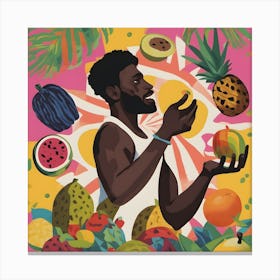 Man Eating Fruit Canvas Print