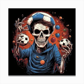 Skeleton Juggler, Soccer Skull Canvas Print