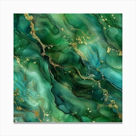 Abstract Green And Gold Marble Canvas Print