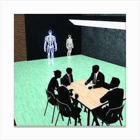 Silhouettes Of People At A Table Canvas Print