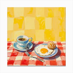 Coffee & Breakfast Yellow Checkerboard 2 Canvas Print