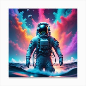 Astronaut In Seas 2 Canvas Print