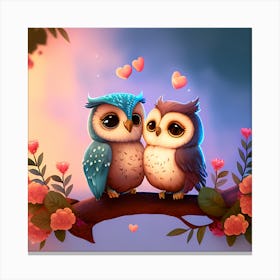 Cute Owls 1 Canvas Print