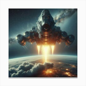 Spaceship In Space Canvas Print