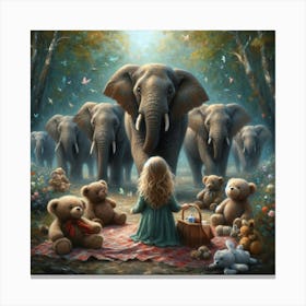 Picnic With Elephants Canvas Print