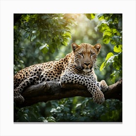 Leopard Resting On A Tree Branch art print Canvas Print