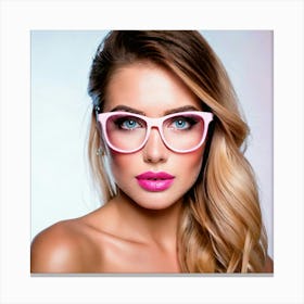 Firefly Blue Eyed Beauty With Pink Glasses And Lips 45476 Canvas Print