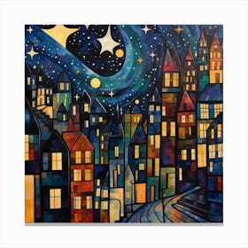 Christmas In The Night City Canvas Print