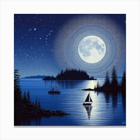 Moonlight Sailboat Canvas Print