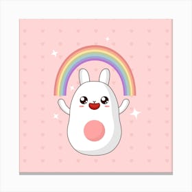 Cute Bunny With Rainbow Canvas Print