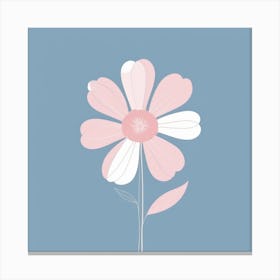 A White And Pink Flower In Minimalist Style Square Composition 178 Canvas Print