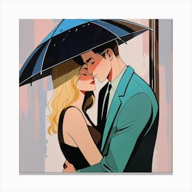 Couple of lovers under an umbrella 6 Canvas Print