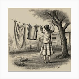 Girl Washing Clothes Canvas Print