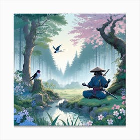 Samurai In The Forest Canvas Print