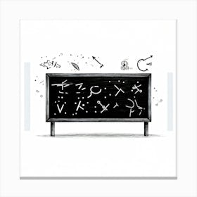 Black Chalk On A School Blackboard Capturing A Dynamic Blend Of Abstract Shapes And Realistic Objec (4) Canvas Print